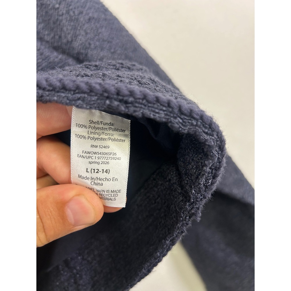 Old Money Free Assembly Womens L Navy Boucle Crew Neck Gold Button Crop Jacket - Picture 8 of 12